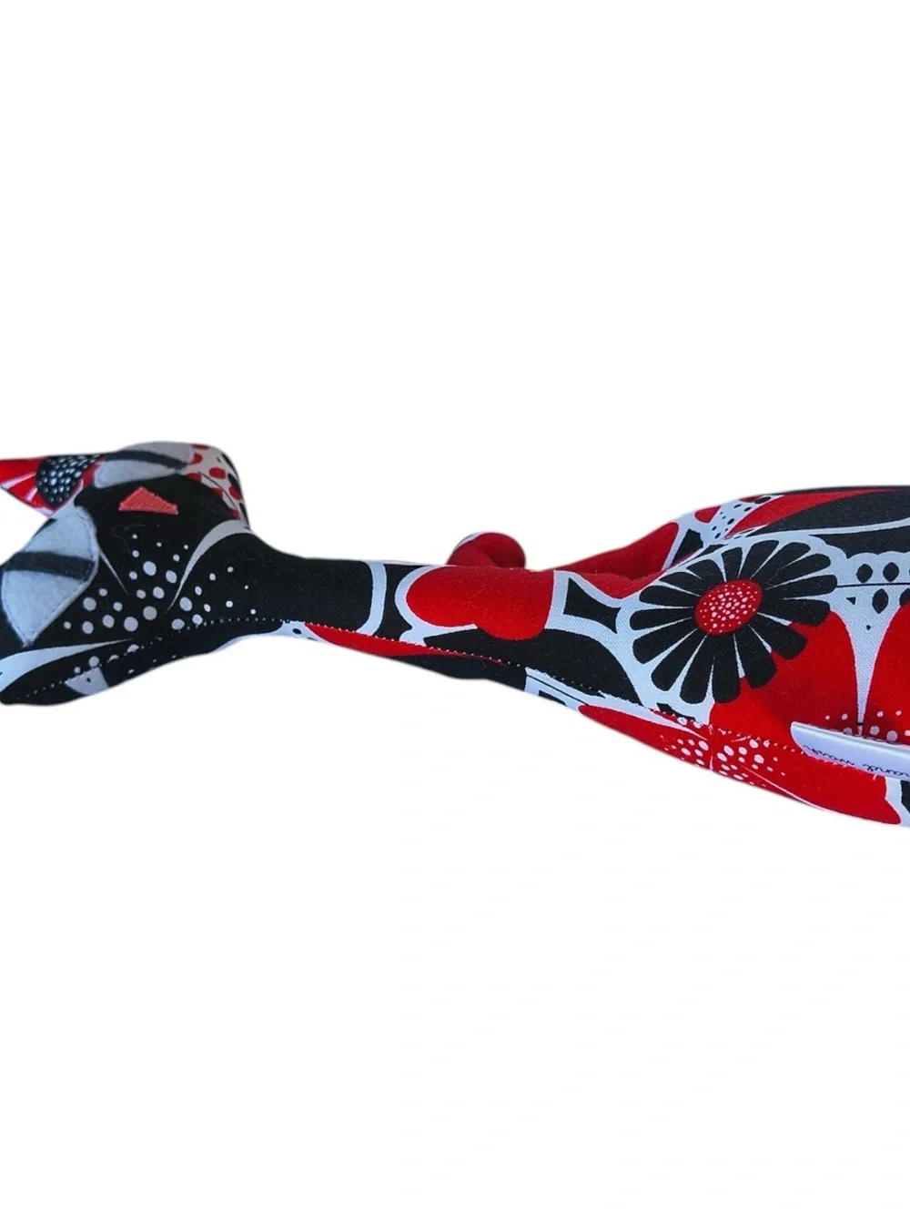 Handmade Red & Black Floral Atomic Cat Decorative Pillow Plush